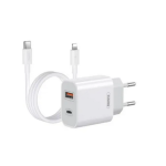 Remax Strujni Fast punjač USB 3.0 + Tip-C 20W RP-U68 + Kabl iPhone