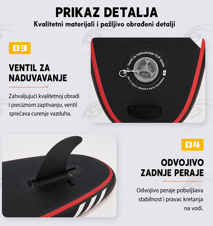 Sup Daska HUALE Red Devil 1149 (320x81x15cm) - Slika 3